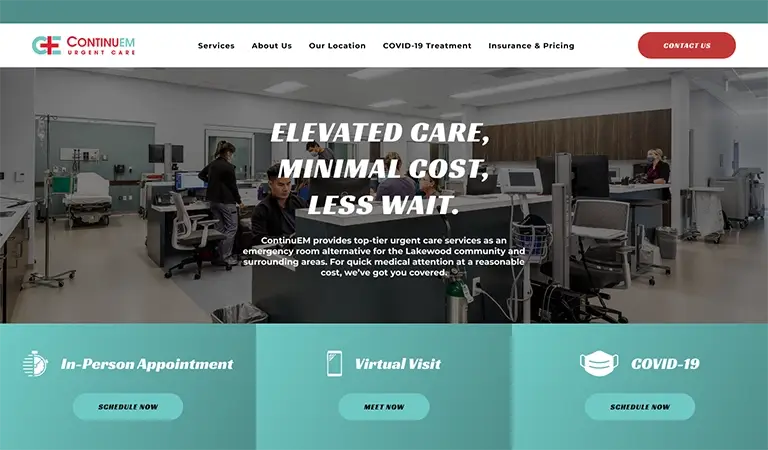 Homepage for ContinuEM Urgent Care