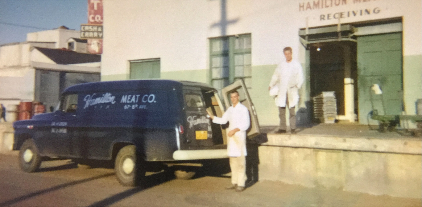 Vintage picture of Hamilton Meat Co, predecessor of Corfini Gourmet