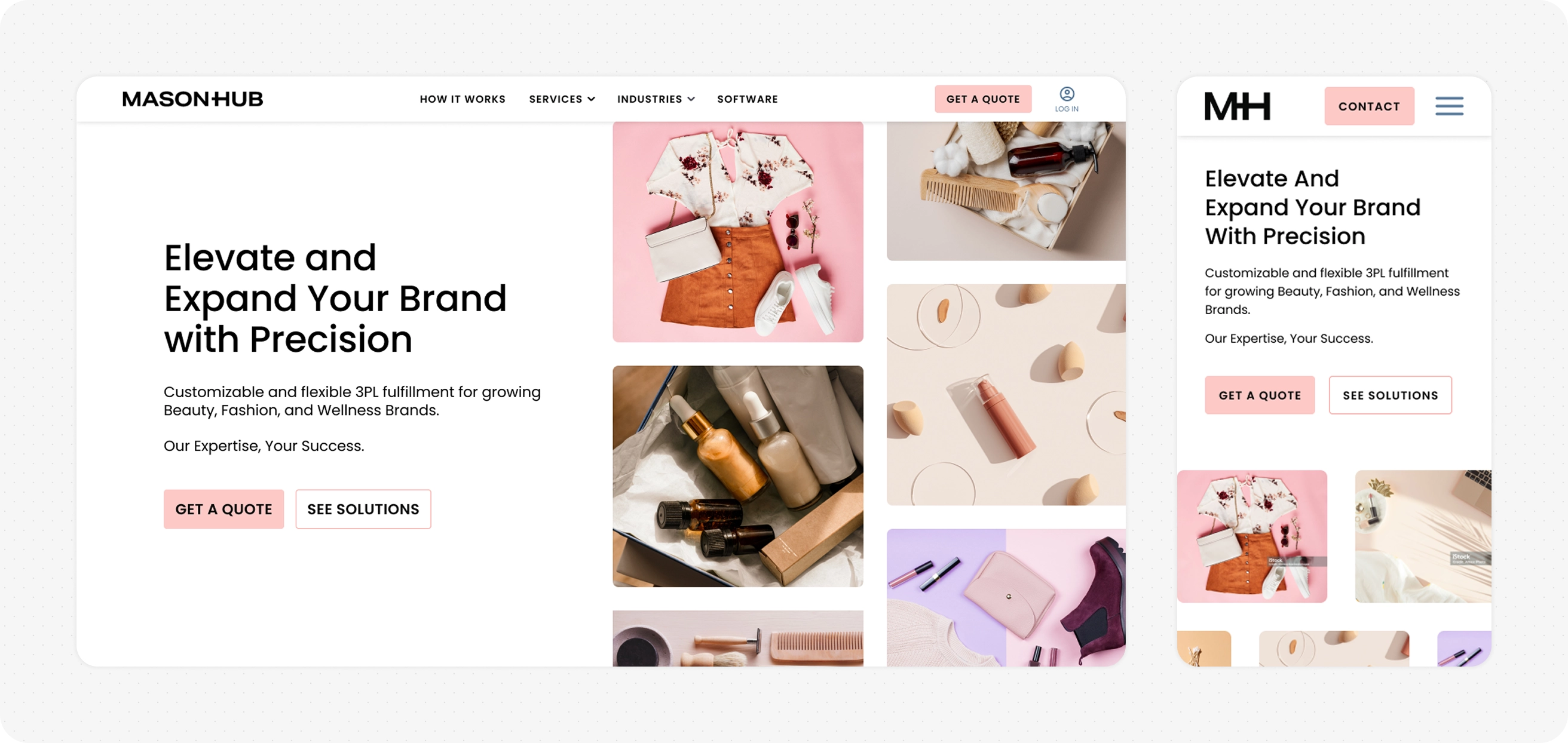 MasonHub homepage mockups