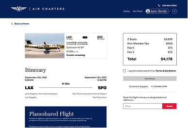 Advanced Air ticketing page
