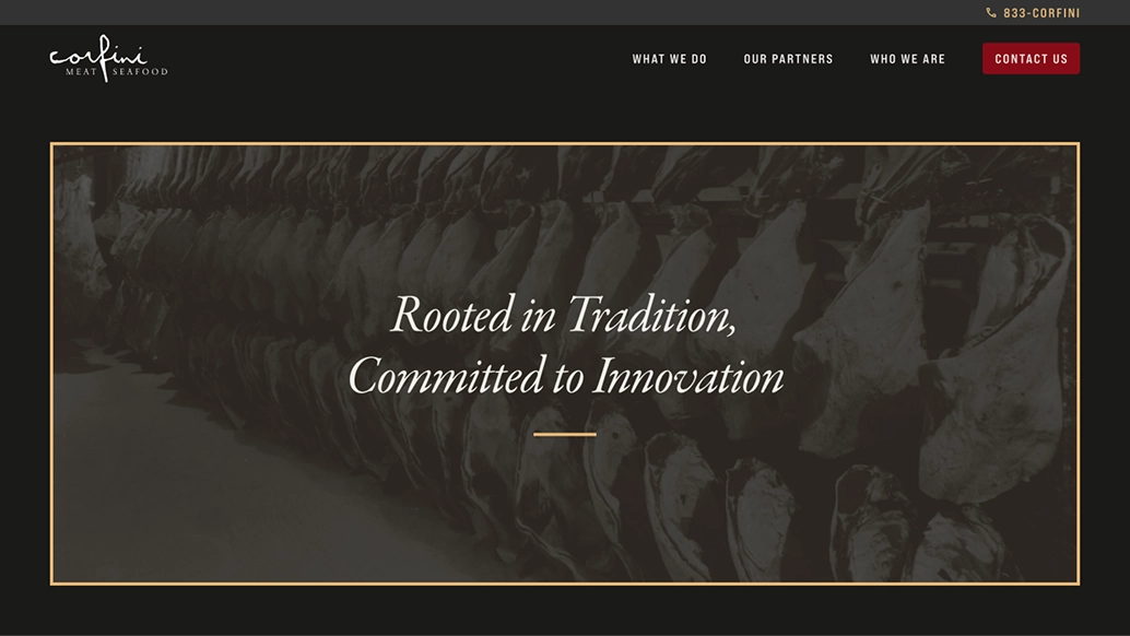 Corfini desktop homepage mockup