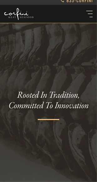 Corfini mobile homepage mockup