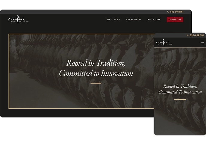 Corfini Gourmet homepage design