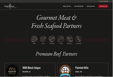 A page showing information on Corfini's product providers