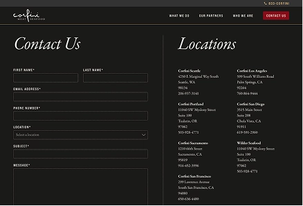 Corfini's contact us page