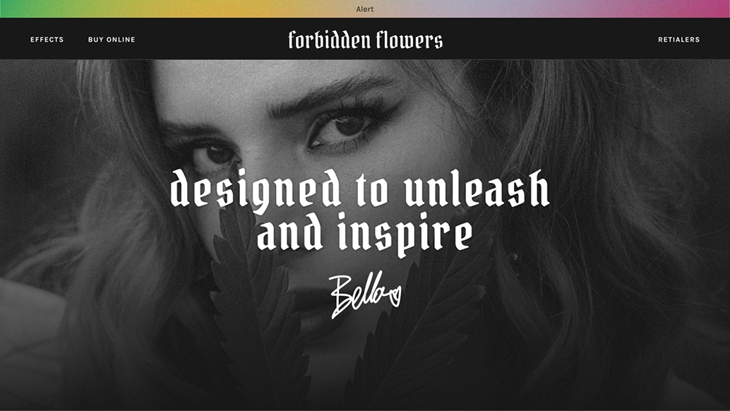 Forbidden Flowers desktop homepage mockup