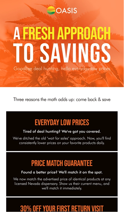 Oasis - a Fresh Approach to Savings email