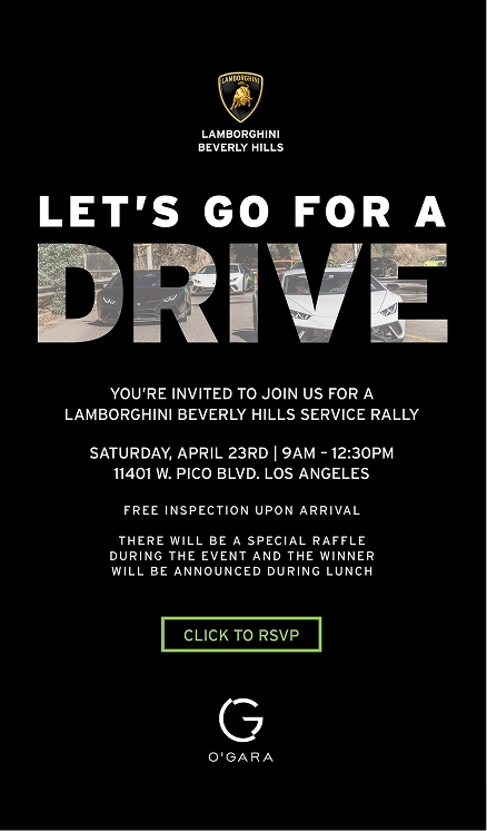 Lamobrghini Let's Go For a Drive invite email