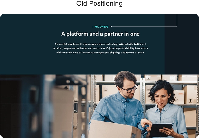 A mockup showing MasonHub's old branding