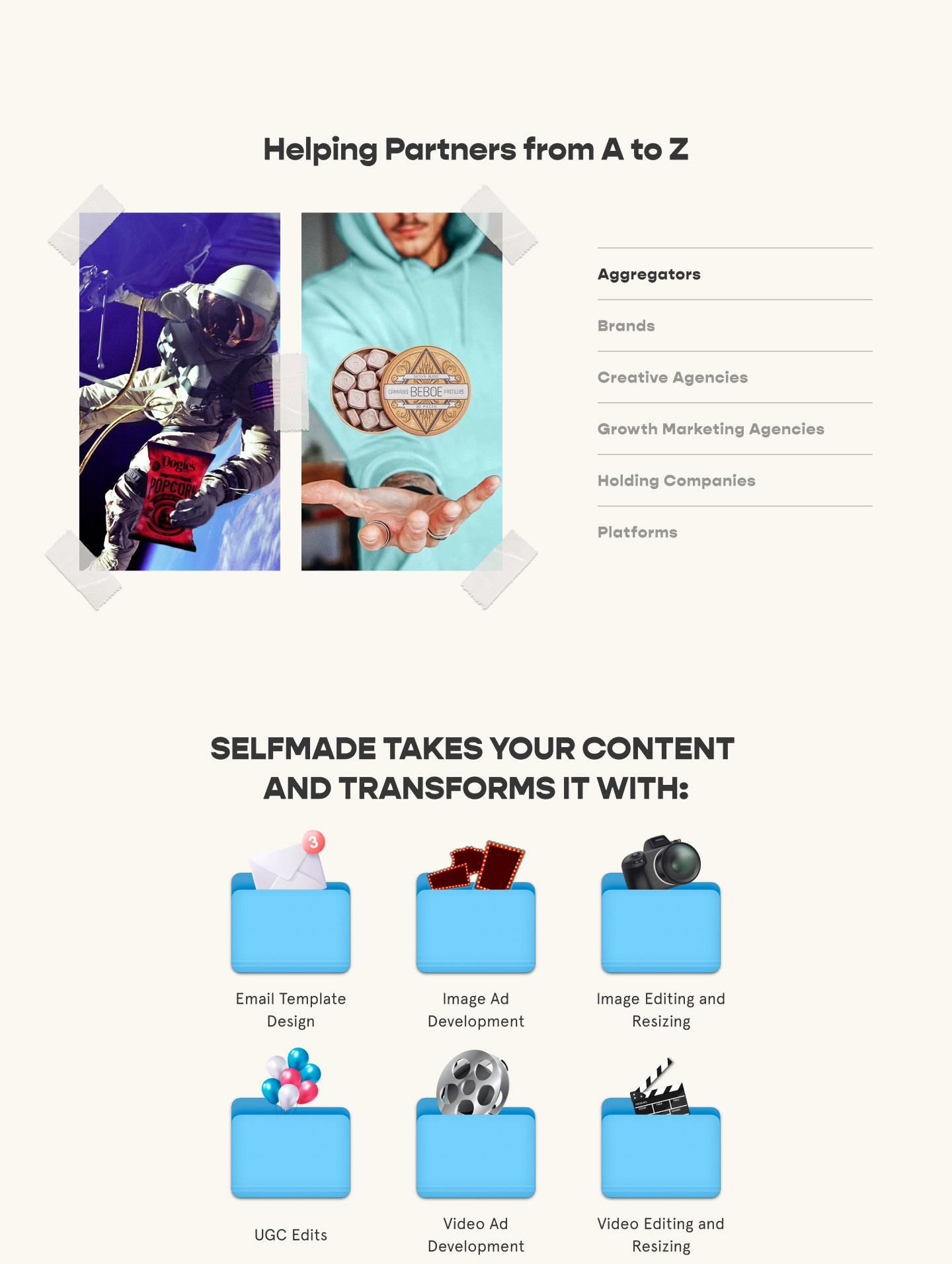 Selfmade landing page block two